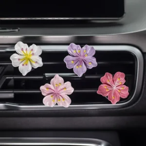 2Pcs Car Perfume Clip Flower Air Outlet  Decorations Bright Peach Blossom Cherry Blossom Car Air Freshener with Fresh Color