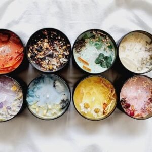 Crystal Candle Natural Stone Candle Spell Candle Crystal Infused Candle Self Care Candle Intention Candle Scented Candle Crystal Candle Gift