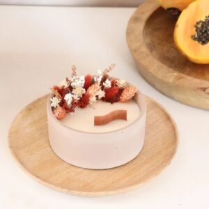 Scented candle decorative dried and preserved flower color terracotta and orange, unique eco-responsible gift 100% artisanal handmade