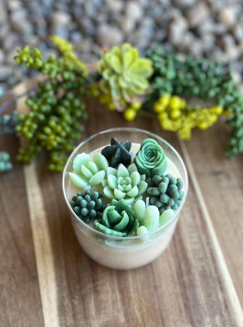 Succulent Soy Candle | Green Variety | Handmade | Custom Candle | Strong Scent - 图片 6