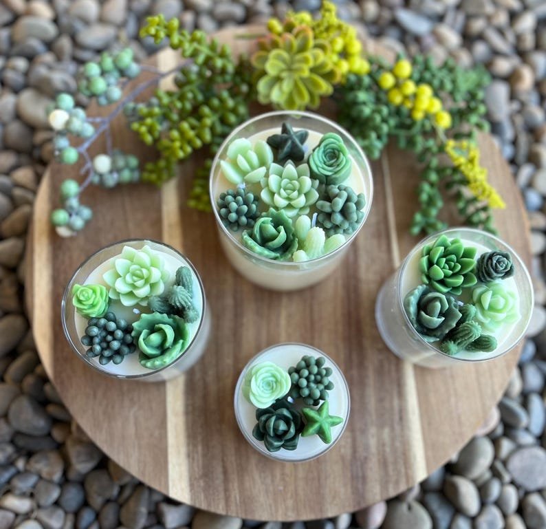 Succulent Soy Candle | Green Variety | Handmade | Custom Candle | Strong Scent - 图片 2