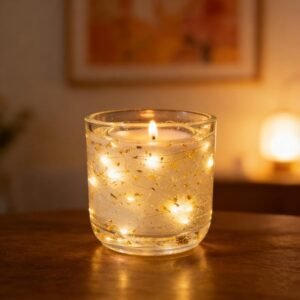 LED Scented Candle with Gold Foil | Light-Up Glass Cup Candle | 3 Scents | Home Decor