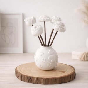 Floral Reed Diffuser |C Elegant White Home Fragrance |C Minimalist Decor Gift